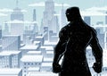 Superhero Back City Winter Silhouette