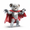 Superhero Bear: A Playful Cartoon Character In Physically Based Rendering