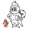 Superhero Boy Coloring Book. Comic character isolated on white background Royalty Free Stock Photo