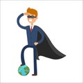 Superhero business man character vector illustration success cartoon power concept businessman strong person silhouette