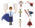 Superhero business man woman vector illustration set character success cartoon power concept businessman strong person Royalty Free Stock Photo