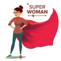 Superhero Business People Vector. Successful Superhero Business Woman And Man In Action. Young Professional Manager