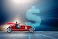 The superhero businessman driving vintage roadster Royalty Free Stock Photo