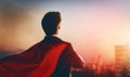 Superhero businessman looking at city Royalty Free Stock Photo