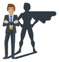Superhero Businessman Shadow Cartoon Mascot