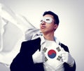 Superhero Businessman South Korea Isolated Concept