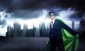 Superhero Businessman Strength Cityscape Cloudscape Concept Royalty Free Stock Photo