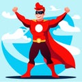 Superhero cartoon character with red cape and mask. Vector illustration. AI Generated
