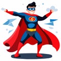 Superhero cartoon character. Superhero in red cape and mask. Vector illustration Generative AI