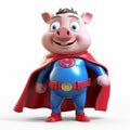 Superhero Cartoon Pig: A Charming And Heroic Photo-realistic Character