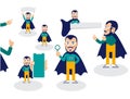 Superhero character in different positions. For presentation