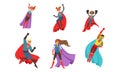 Superhero Characters Set, Brave Superman and Superwoman Characters Cartoon Vector Illustration