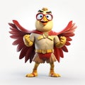 Superhero Chicken: 3d Render Of Inventive Character Design