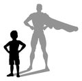 Superhero Child Kid With Super Hero Shadow