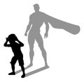 Superhero Child Kid With Super Hero Shadow