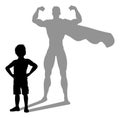 Superhero Child Kid With Super Hero Shadow