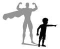 Superhero Child Kid With Super Hero Shadow