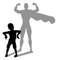 Superhero Child Kid With Super Hero Shadow