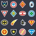 Superhero color vector badges, emblems, logos