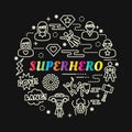 Superhero colorful gradient with line icons set