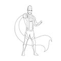 Superhero for coloring book isolated. Comic book vector illustration. Royalty Free Stock Photo