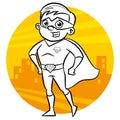 Superhero Coloring page. Comic character isolated on white background