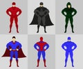Superhero costumes flat vector illustration