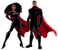 Superhero Couple Black on White Royalty Free Stock Photo