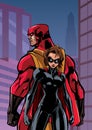 Superhero Couple in City