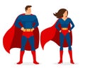 Superhero Couple of Flat Superman and Superwoman Royalty Free Stock Photo