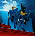 Superhero Couple. Male and female superheroes