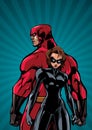 Superhero Couple Ray Light Vertical Background