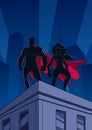 Superhero Couple Roof Watch Silhouettes