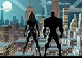 Superhero Couple Watch Night 2 Royalty Free Stock Photo