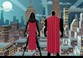 Superhero Couple Watch Night Royalty Free Stock Photo