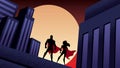 Superhero Couple City Night Royalty Free Stock Photo