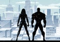 Superhero Couple Watch Winter 2 Royalty Free Stock Photo