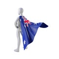 Superhero 3d render with australia nation cape