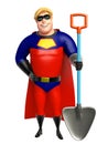 Superhero with Digging shovel