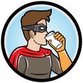 Superhero drinking a glass of milk