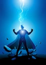 Superhero electrically charged by thunder strike Royalty Free Stock Photo