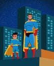 Superhero Family Flat Poster Royalty Free Stock Photo