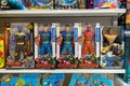 Superhero figure toys on store shelf. Minsk, Belarus, 2022 Royalty Free Stock Photo