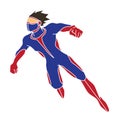 Superhero flying action, Cartoon superhero man jumping Royalty Free Stock Photo