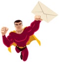 Superhero Flying Envelope on White Background