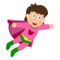Superhero Girl Flying Isolated on White Royalty Free Stock Photo