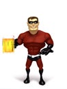 Superhero with glass beer