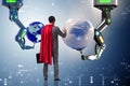 The superhero in global business concept