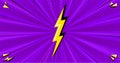 Superhero halftoned poster with lightning. Purple comic design with yellow flash. Vector illustration