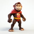 Superhero Happy Chimp Cartoon Character In 3d